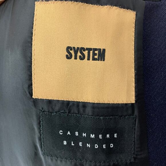 SYSTEM Size 38 Navy Solid Wool Blend Notch Lapel Coat - Picture 4 of 6